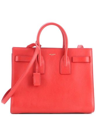 Saint Laurent Red Leather Sac De Jour Nm Bag Small (Authentic Pre-Loved)