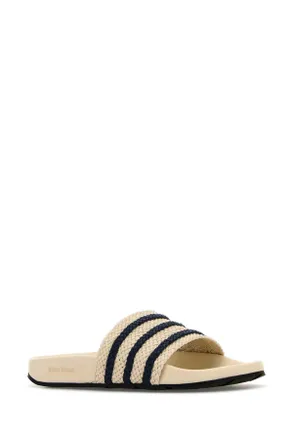 adidas Mens Ivory Leather Wales Bonner X Adidas Adilette Slippers Wonderwhingtindigo Flat Shoes