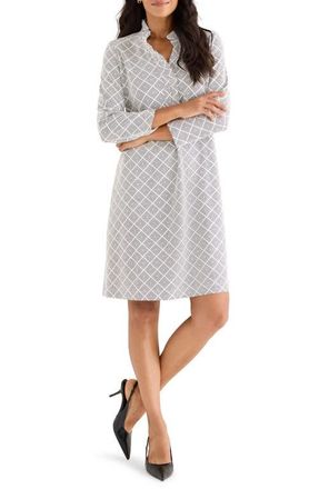 Nic+Zoe Diamond Etching Clementine Ruffle Shift Dress in White/Black Multi at Nordstrom, Size Xx-Large