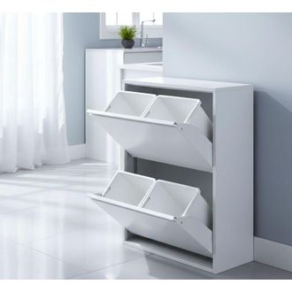 Dmora Pattumiera - Capacit&agrave; 72 (18 per Secchio) Fissaggio a Muro Opzionale, Bianco, -, 60x25x93h cm Sula