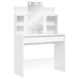 Berkfield Home Dressing Table with LED Lights White 96x40x142 cm | Size: 96 x 40 x 142 cm