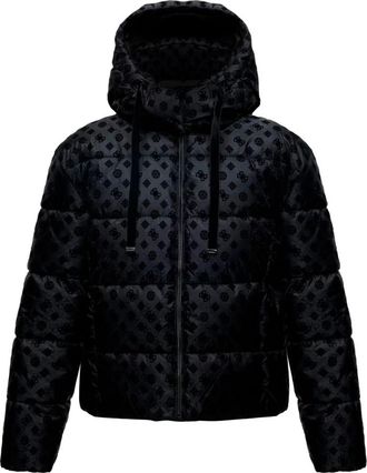 Guess New Daisy Crop Logo Puffer - Dames - Winterjassen - Zwart - S - Leer - Jassen