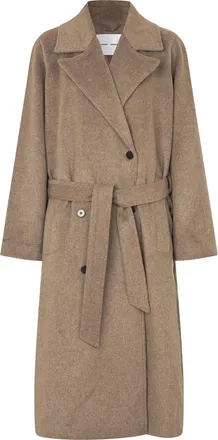 Sams&oslash;e & Sams&oslash;e Lead Gray Sahannen Melange Double-Breasted Coat