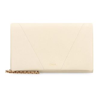 Chlo&eacute; Cross Body Bags, female, Beige, Size: ONE SIZE Spin Flap Wallet on Chain