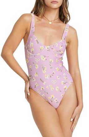 Billabong Peaceful Petals Chloe Underwire One-Piece Swimsuit in Amethyst Smoke at Nordstrom Rack, Size X-Large