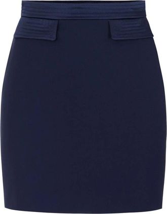 Elisabetta Franchi Miniskirt in dubbellaags stretch cr&ecirc;pe en satijnen stoffen - Dames - Korte rokken - Blauw - 2XL - Satijn - Rokken