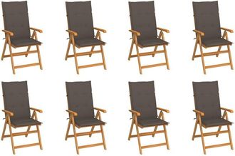 vidaXL Vidaxl - Sillas De Jard&iacute;n Reclinables Con Cojines 8 Uds Teca Maciza