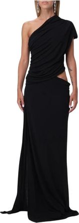 Dsquared2 Stijlvolle Draperie One-Shoulder Jurk - Dames - Avondkleed - Zwart - S - Kleedjes