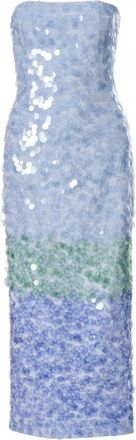 Carolina Herrera Ombr&eacute; midi-jurk met pailletten - Blauw