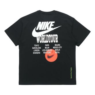 Nike Sportswear Around the world Subject Embroidered Logo ribbed Round Neck Short Sleeve Black DR1210-010