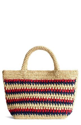 Madewell The Woven Mini Tote in Red Navy Stripe at Nordstrom