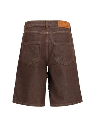 GCDS Logo-Embroidered Denim Bermuda Shorts - Brown
