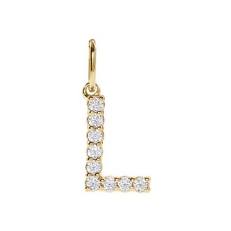 Diamond2Deal 14k Gold 1/8ct Lab-Grown Diamond Initial L Pendant