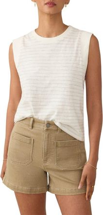 Faherty Sunwashed Stripe Organic Cotton Slub Muscle Tank in Ivory Rock Stripe at Nordstrom Rack, Size X-Large