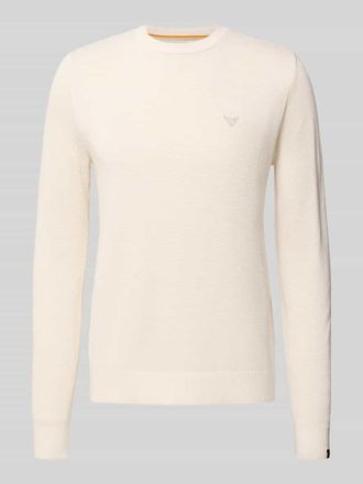 PME Legend Strickpullover mit Logo-Stitching Modell Ricecorn in Offwhite, Größe XXXL