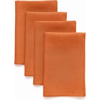Solino Home Linen Dinner Napkins Set of 4, 20 x 20 Inch for Dining Table, Holiday and Everyday Table Decor - Fete in Pumpkin at Nordstrom, Size Large