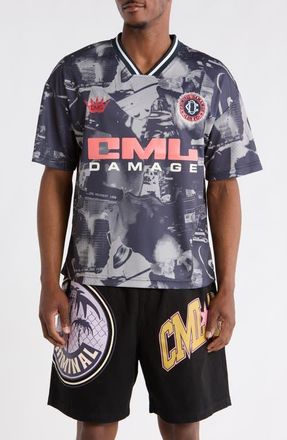 Criminal Damage Carnival FC Football T-Shirt in Greyscale/Coral at Nordstrom, Size Xx-Large