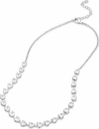 Savvy Cie Jewels Cubic Zirconia Heart Tennis Necklace in Silver at Nordstrom Rack
