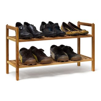 Relaxdays Relaxdays - 3 Zapateros Madera Nogal Apilables, 40,5x69x26 Cm, Estanter&iacute;a Peque&ntilde;a, 2 Estantes, 6 Pares Zapatos, Marr&oacute;n Natural
