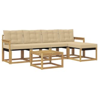 vidaXL Conjunto De Sof&aacute;s De Exterior Con Coj&iacute;n 6 Pcs Y Beige Vidaxl