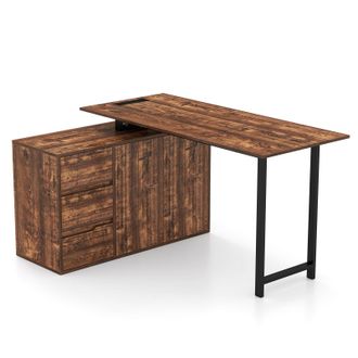 Costway Costway L-Shaped Computer Desk Reversible Corner Laptop Desk Workstation in Brown