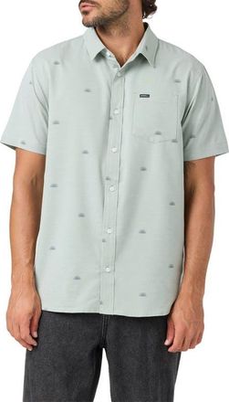 O'Neill Light Check Geo Standard Fit Short Sleeve Stretch Button-Up Shirt in Sage at Nordstrom, Size Xx-Large