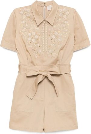 Elie Saab Tuta intera con ricamo - Toni neutri