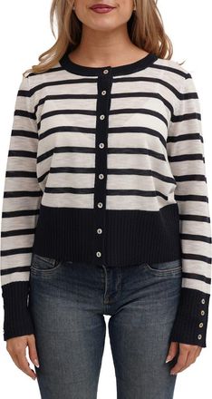 Cyrus Stripe Contrast Cardigan in Eclipse/Bone at Nordstrom Rack, Size X-Large