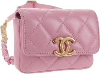 Chanel Pre-owned Vintage Schoudertas - Dames - Vintage Heuptassen - Roze - ONE Size - Leer - Vintage