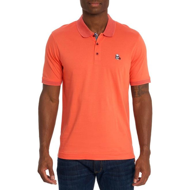 Robert Graham Archie 2 Skull Appliqué Polo in Coral at Nordstrom, Size ...