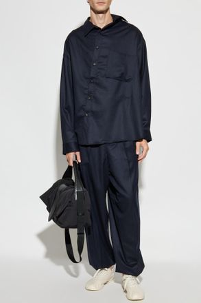 Jacquemus Wool Shirt Cuadro, Mens, Navy Blue