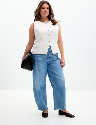 Contemporaine Womens Pale indigo stretch jean Fit: Barrel leg, high rise