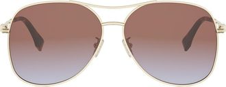 Fendi graphy 61mm Gradient Pilot Sunglasses in Shiny Endura Gold /Bordeaux at Nordstrom