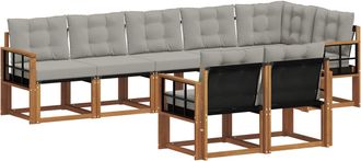 vidaXL Conjunto De Sof&aacute;s De Exterior 8 Uds. Natural Y Gris Claro Vidaxl