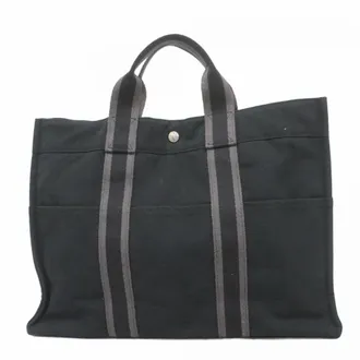 Herm&egrave;s Black Canvas Tote Bag (Pre-Owned)