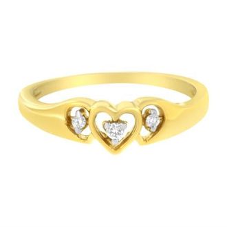 House of Brilliance 10KT Yellow Gold 1/20 cttw Diamond Heart Diamond Ring at Nordstrom, Size 7