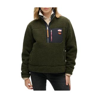 Superdry Vintage Retro Half Zip Fleece - Dames - Zomerjassen - Groen - S - Polyester - Jassen