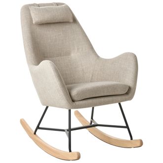 Beliani Beliani - Silla Mecedora Tapizada En Tela Beige Patas De Metal Patines De Madera Estilo Moderno Arrie