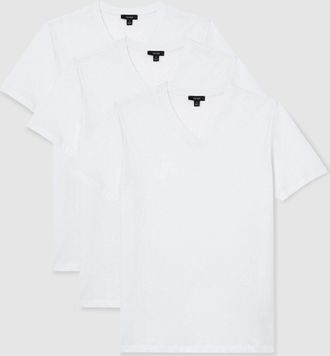 Reiss White Dayton Pack-pack Cotton V-neck Tailored-fit T-shirts, Xxl