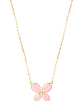 Gabi Rielle 14K Over Silver Cz Butterfly Necklace