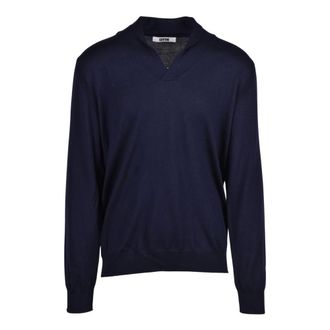 Mauro Grifoni Truien & Vesten, Heren, Blauw, L, Wol, V-hals Trui