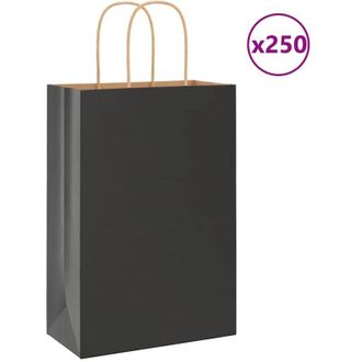 vidaXL Bolsas De Papel Con Asas 250 Uds Negra 21x11x31 Cm Vidaxl