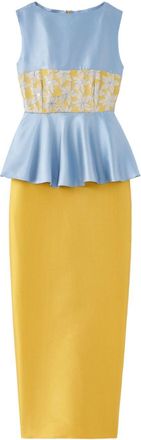 D'Estrëe Paris Cy peplum-waist midi dress - women - Polyester/Silk - M - Yellow