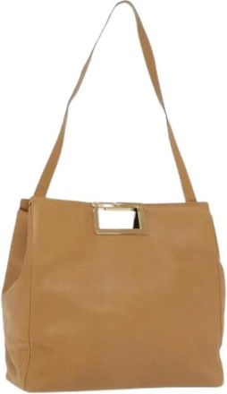Ferragamo Tweedehands leren schoudertassen - Dames - Vintage Schoudertas - Beige - ONE Size - Leer - Vintage