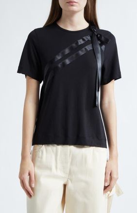 Simone Rocha Bow Sash Easy T-Shirt in Black at Nordstrom, Size X-Small