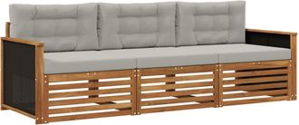 vidaXL Conjunto De Sof&aacute;s De Exterior 3 Uds. Natural Y Gris Claro Vidaxl