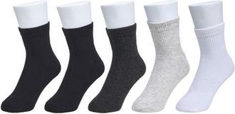 French Connection Organic Cotton Half Cushion Quarter Sock 5-Pack in Grey White Black at Nordstrom