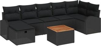 vidaXL Garden Sofa Set with Cushion 8 pcs Black Poly rattan vidaXL