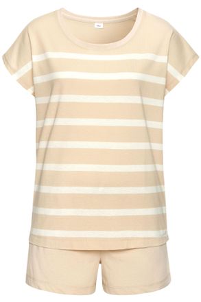 s.Oliver Shorty S.OLIVER, Damen, Gr. 32/34, beige (beige, wei&szlig;, gestreift), Single Jersey, Obermaterial: 60% Baumwolle, 40% Polyester, gestreift, unifarben, lo