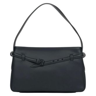 Estro & Luminara Leather Shoulder Bag with Decorative Strap - female - Estro - Shoulder Bags - Black - ONE SIZE - Bags